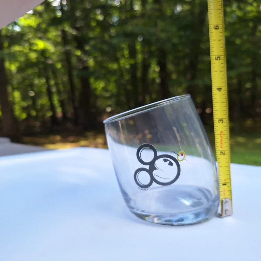 Set of 4 Mickey w/Olive Nose Slanted Drinking Glasses- NEW